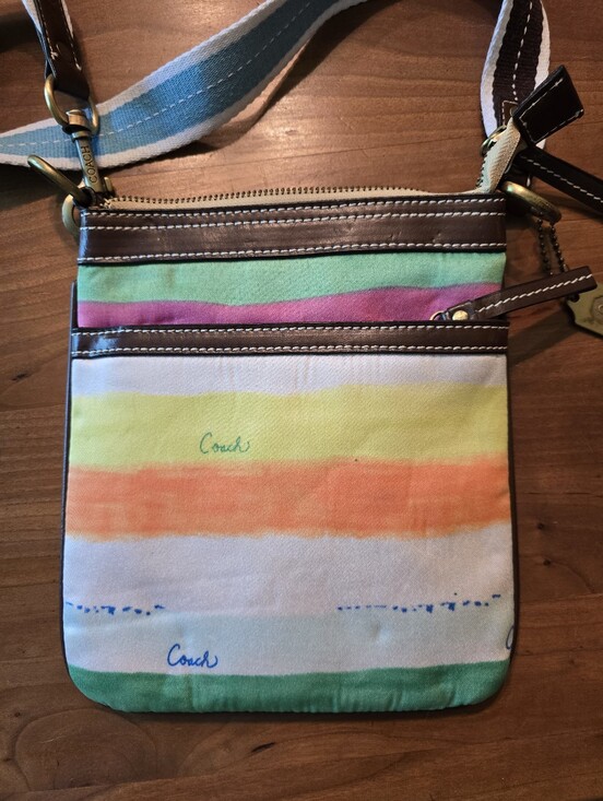 Coach Handbags - NWOT Vintage Coach Hampton Watercolor Stripe Crossbody Swingpack